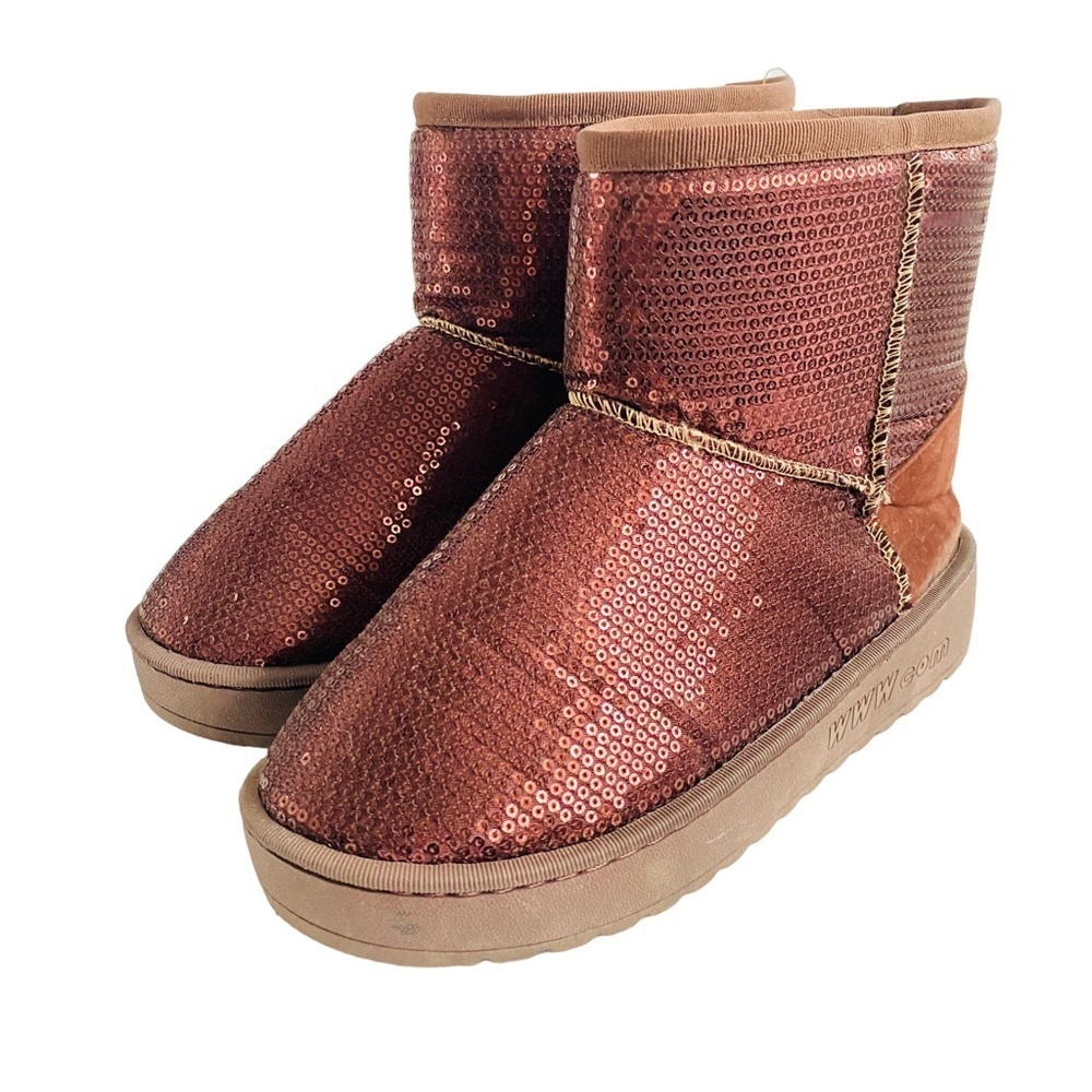 NEW Sequins Classic Boots Chocolate Brown Faux Fur Lined